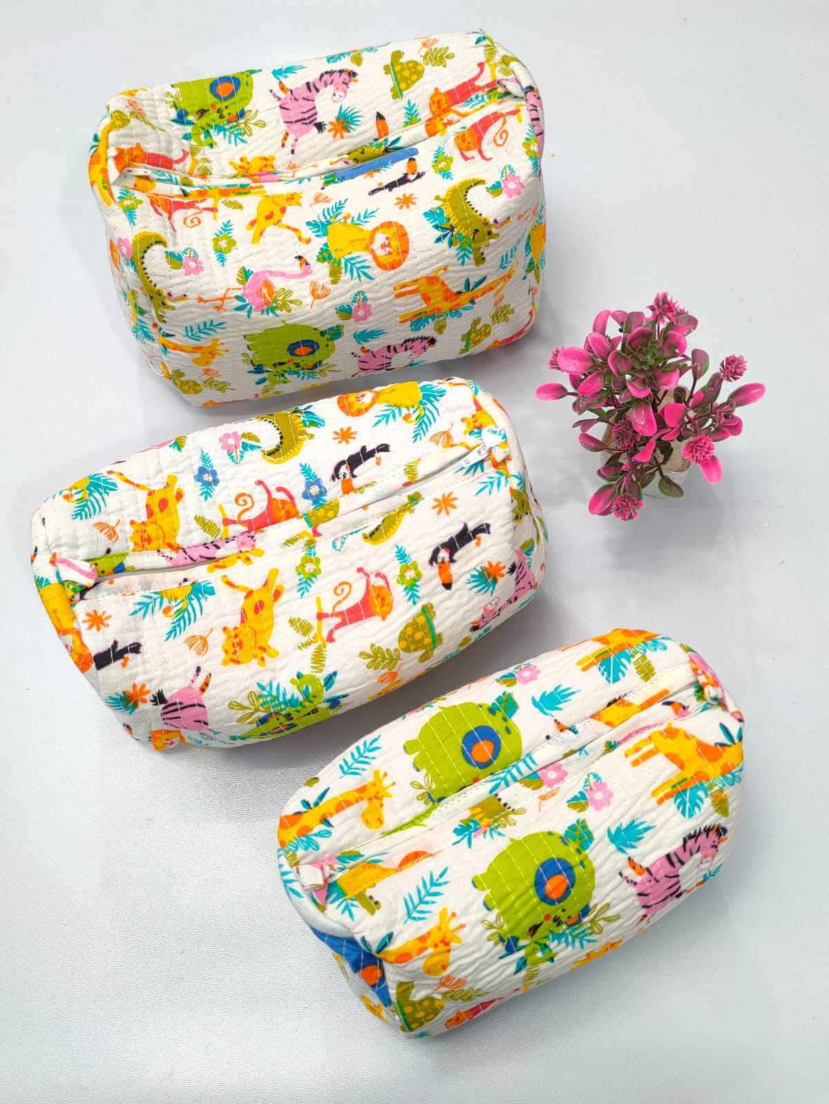 Set of 3 Pouches With A Waterproof Lining, Perfect For Cosmetics