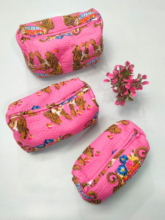 Set of 3 Pouches With A Waterproof Lining, Perfect For Cosmetics