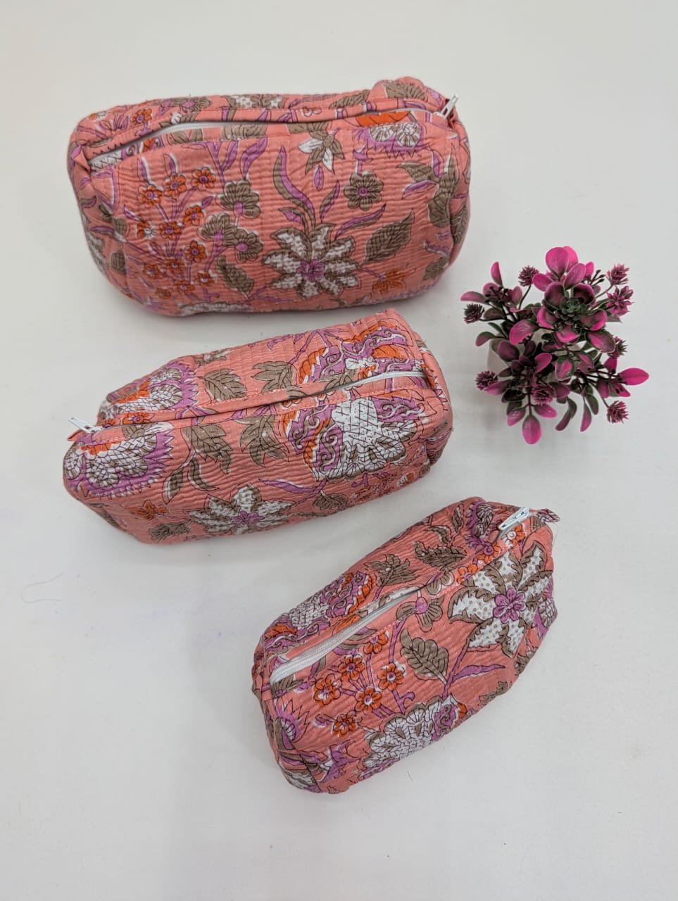 Set of 3 Pouches With A Waterproof Lining, Perfect For Cosmetics