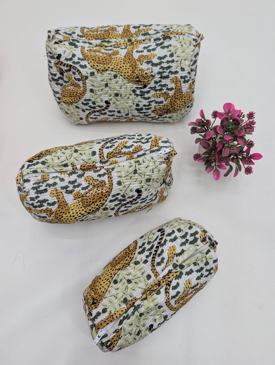 Set of 3 Pouches With A Waterproof Lining, Perfect For Cosmetics