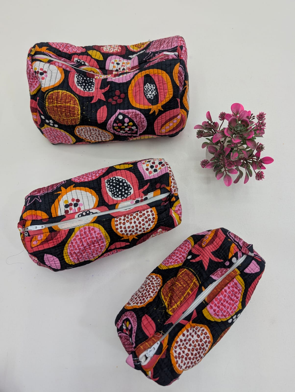 Set of 3 Pouches With A Waterproof Lining, Perfect For Cosmetics