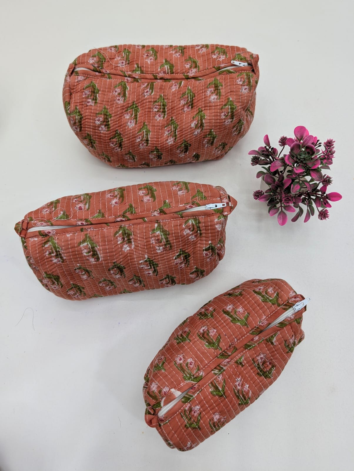 Set of 3 Pouches With A Waterproof Lining, Perfect For Cosmetics