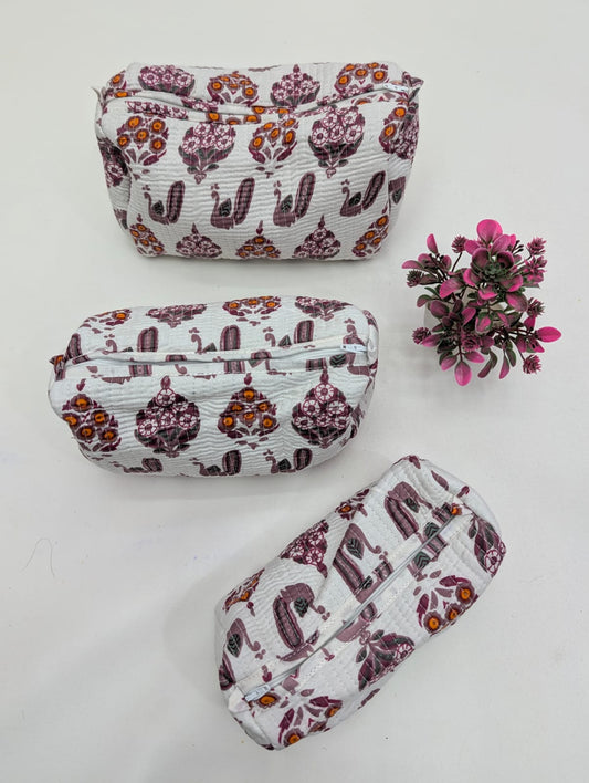 Set of 3 Pouches With A Waterproof Lining, Perfect For Cosmetics