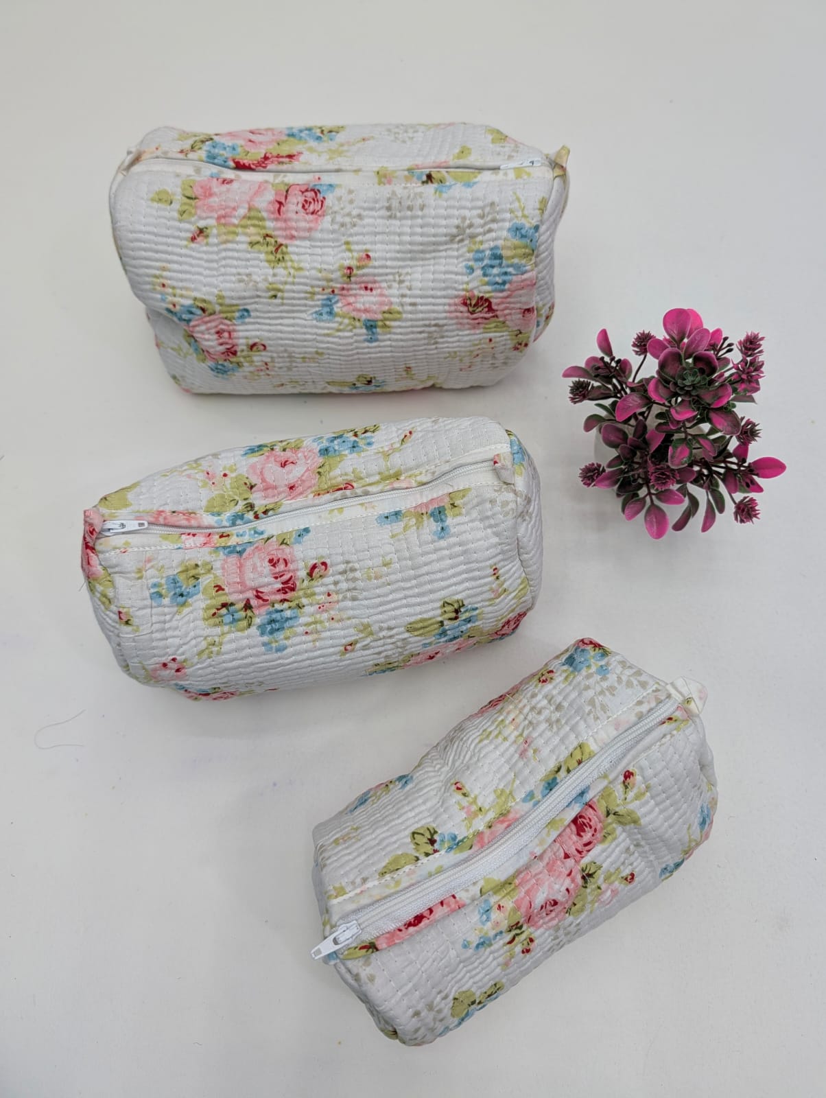 Set of 3 Pouches With A Waterproof Lining, Perfect For Cosmetics