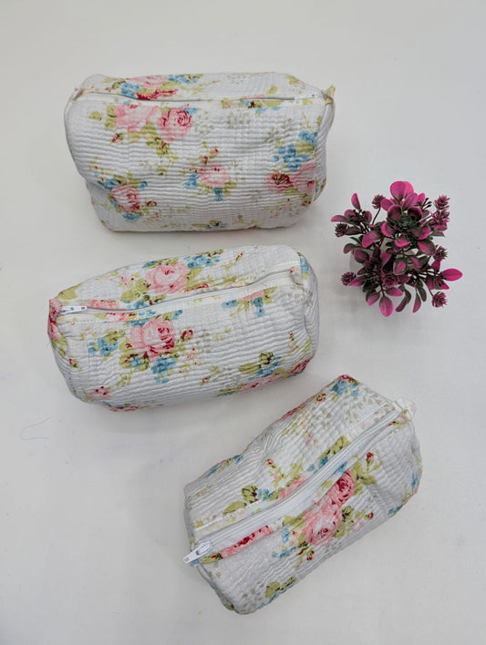 Set of 3 Pouches With A Waterproof Lining, Perfect For Cosmetics