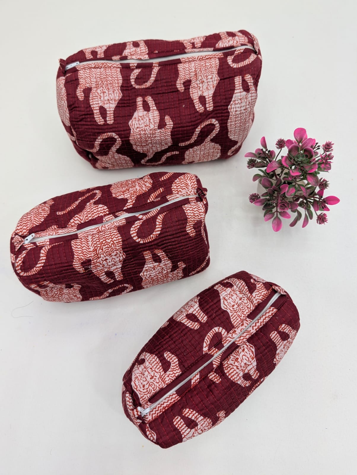 Set of 3 Pouches With A Waterproof Lining, Perfect For Cosmetics