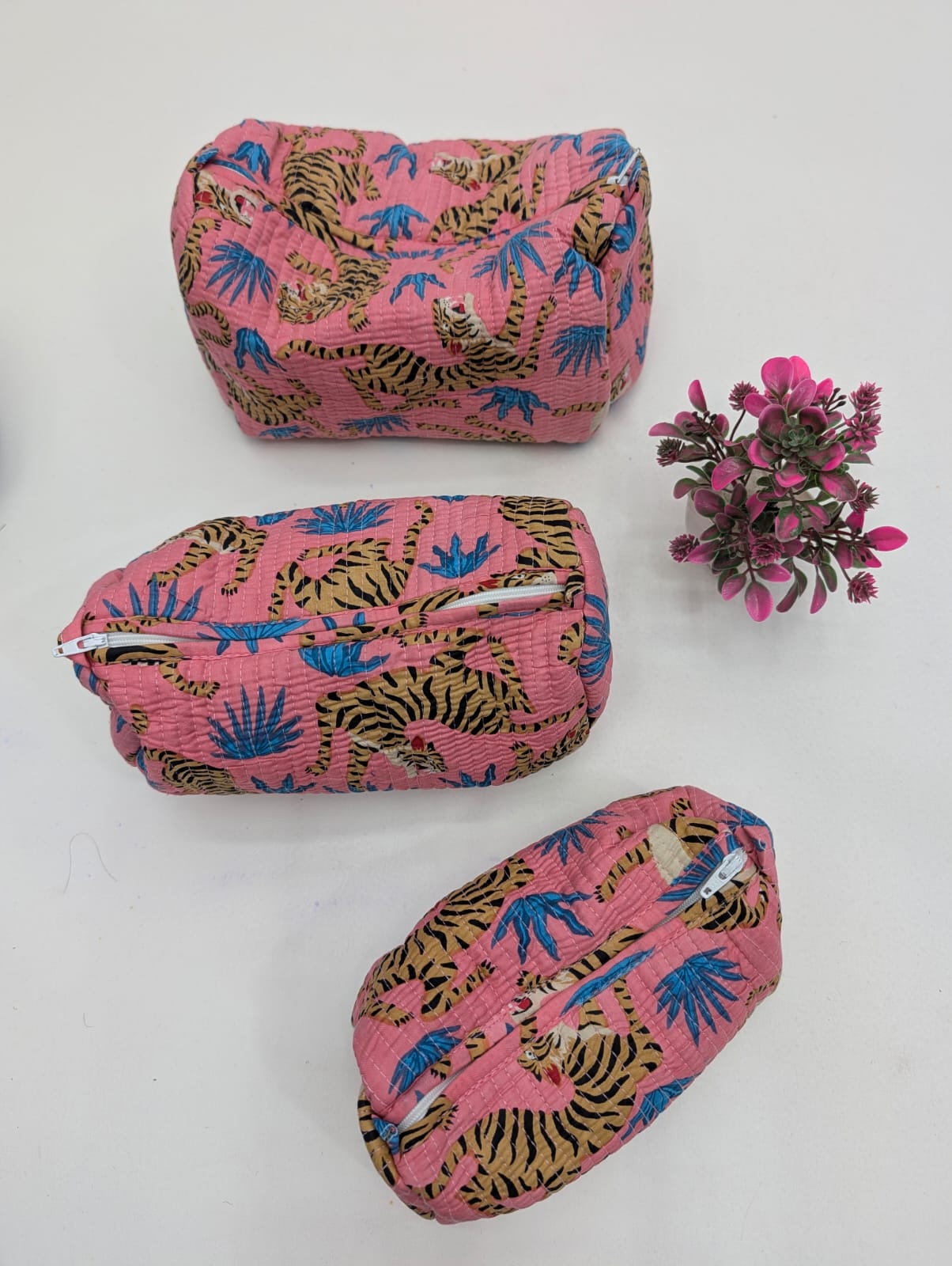 Set of 3 Pouches With A Waterproof Lining, Perfect For Cosmetics