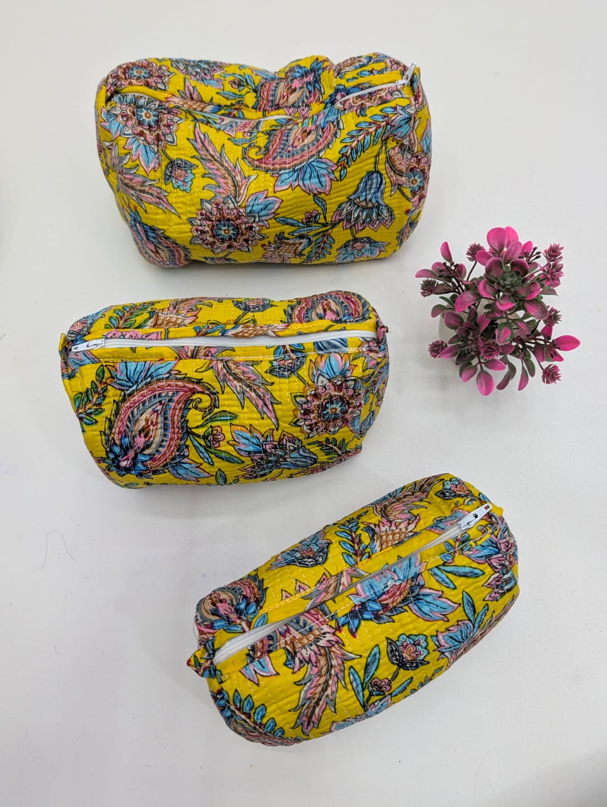 Set of 3 Pouches With A Waterproof Lining, Perfect For Cosmetics