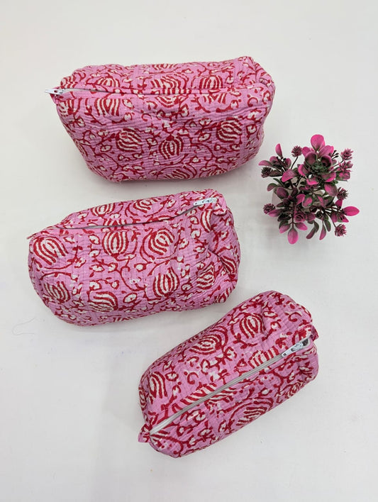 Set of 3 Pouches With A Waterproof Lining, Perfect For Cosmetics