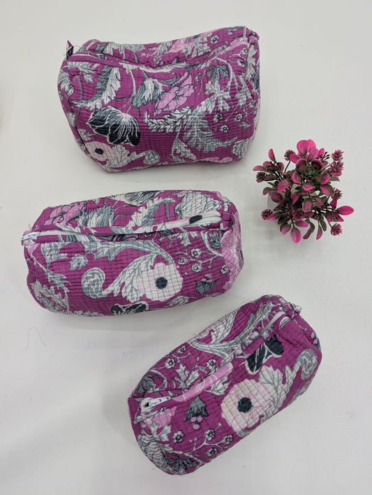 Set of 3 Pouches With A Waterproof Lining, Perfect For Cosmetics