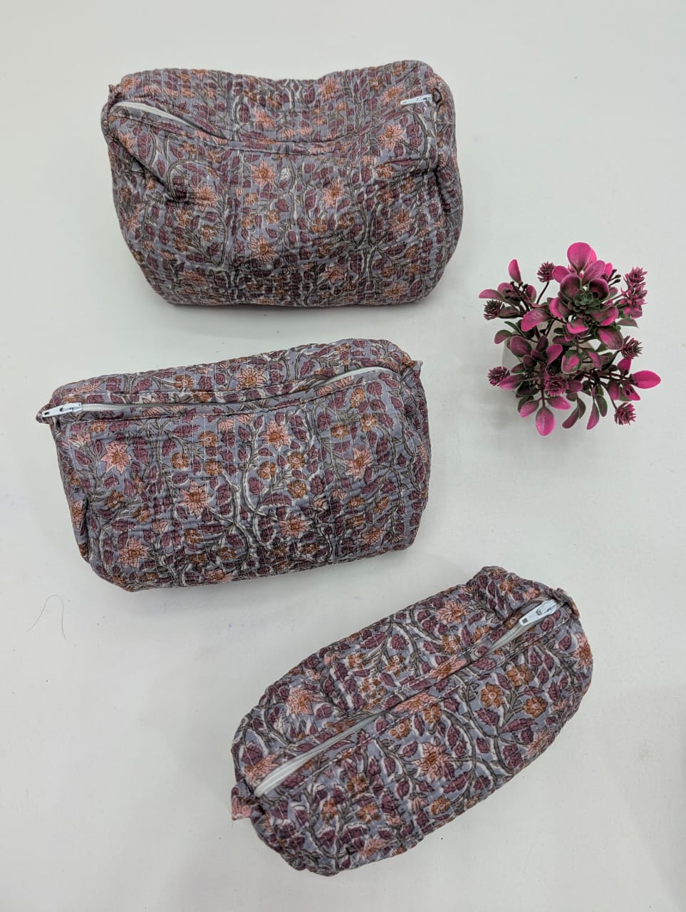 Set of 3 Pouches With A Waterproof Lining, Perfect For Cosmetics