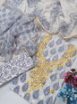 Cotton Gota Patti Neck Work Block Printed Suit Set with Chiffon Dupatta  - TSPSGPCHVJ14