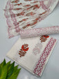 Hand Block Cotton Salwar Suit Set with Chiffon Dupatta  - TSPSCFVJ14
