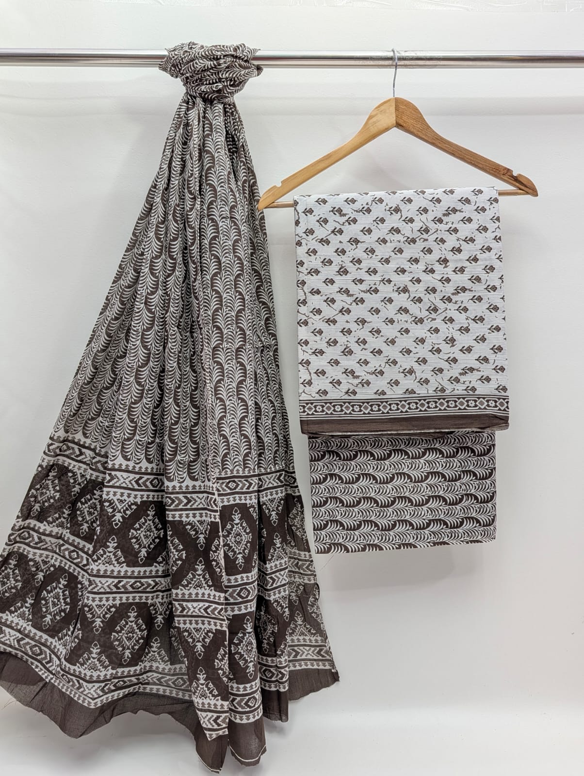 Hand Block Cotton Salwar Suit Set with Cotton Dupatta