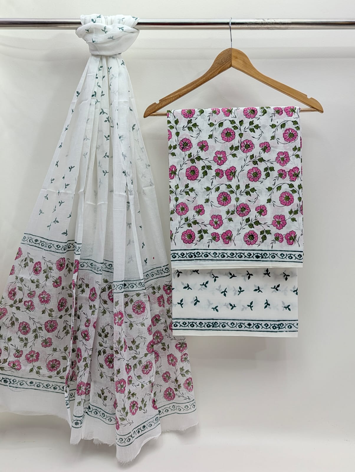 Hand Block Cotton Salwar Suit Set with Cotton Dupatta