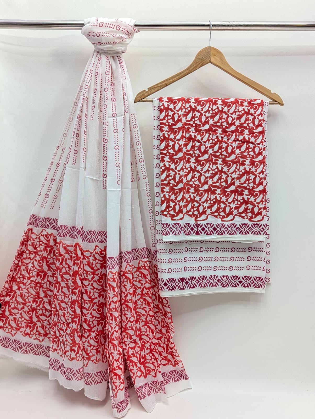 Hand Block Cotton Salwar Suit Set with Cotton Dupatta