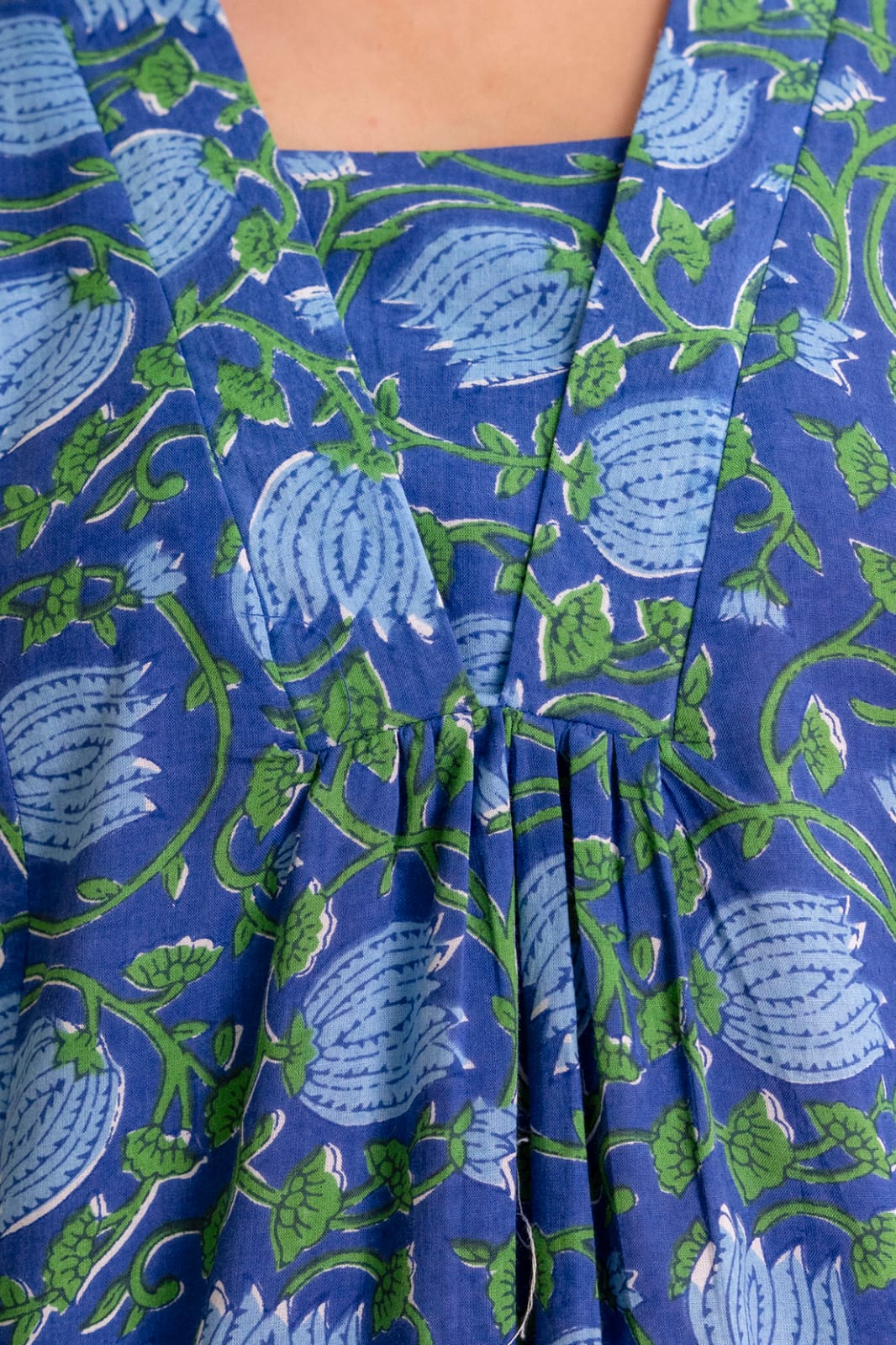 Indigo Floral Cotton Short Kurti for Women