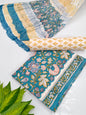 Hand Block Cotton Salwar Suit Set with Chiffon Dupatta  - TSPSCHVV24
