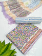 Hand Block Cotton Salwar Suit Set with Chiffon Dupatta  - TSPSCHVV37