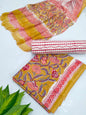 Hand Block Cotton Salwar Suit Set with Chiffon Dupatta  - TSPSCHVV43