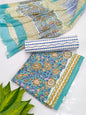 Hand Block Cotton Salwar Suit Set with Chiffon Dupatta  - TSPSCHVV4
