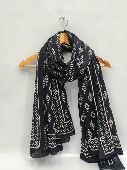 mul cotton dupatta stole hand block printed