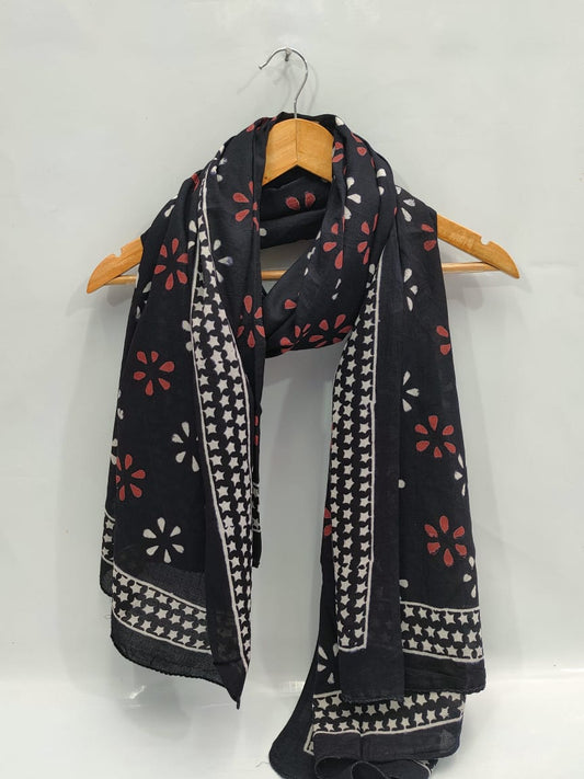 mul cotton dupatta stole hand block printed