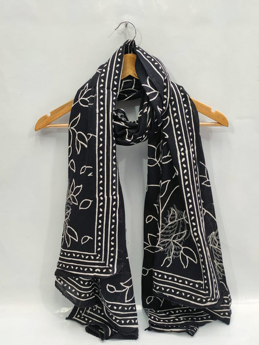 mul cotton dupatta stole hand block printed