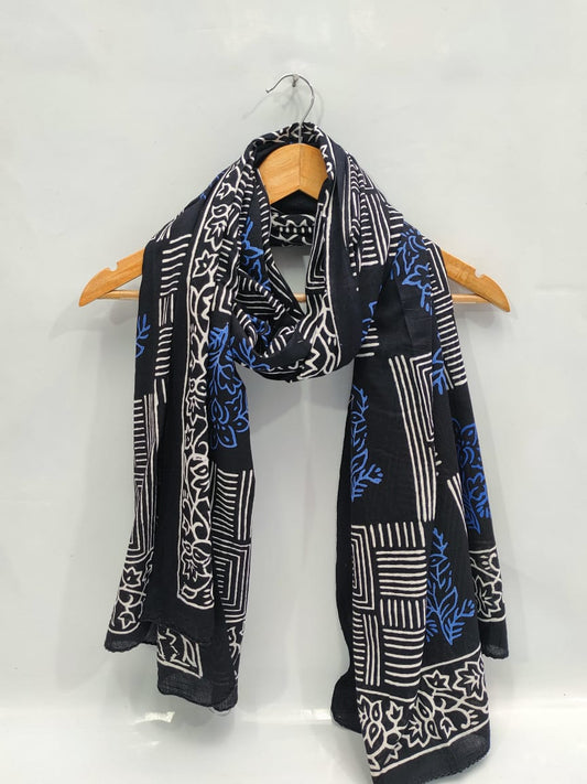 mul cotton dupatta stole hand block printed