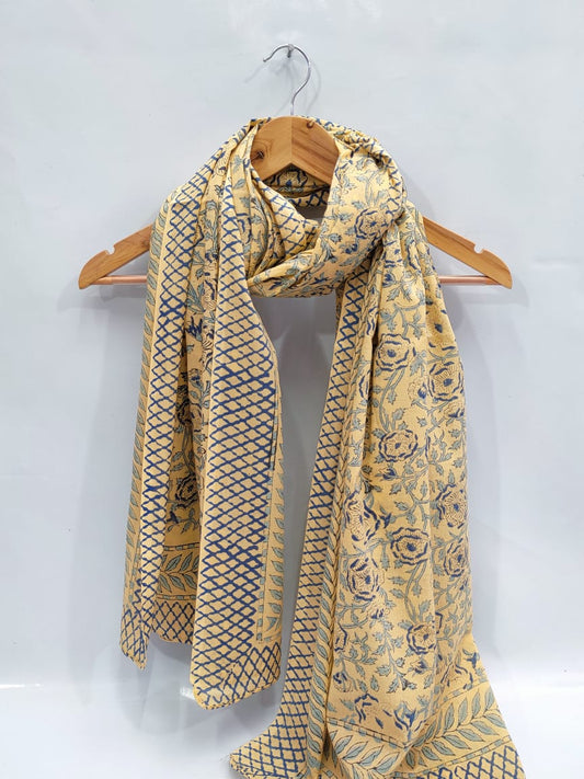 mul cotton dupatta stole hand block printed