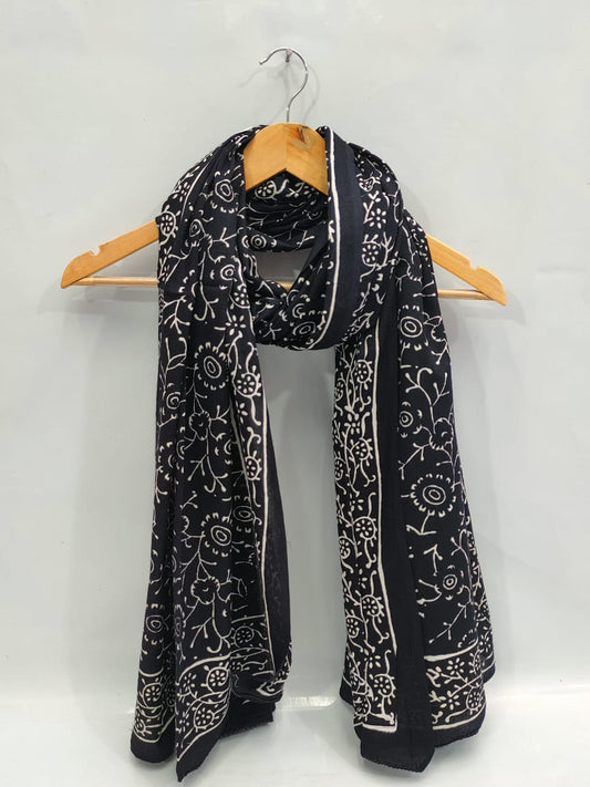 mul cotton dupatta stole hand block printed