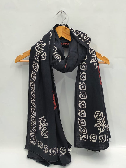 mul cotton dupatta stole hand block printed