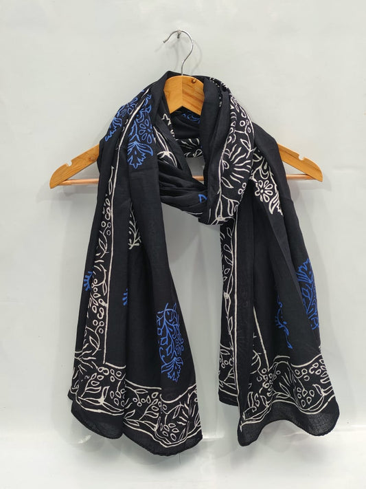 mul cotton dupatta stole hand block printed