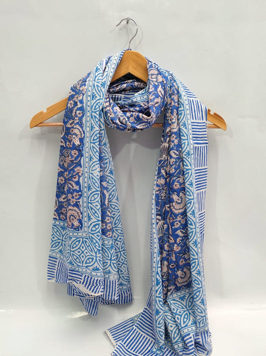 mul cotton dupatta stole hand block printed