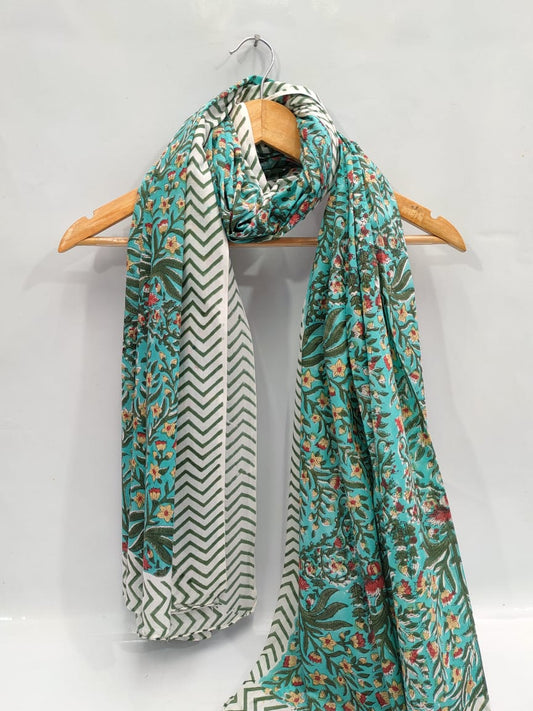 mul cotton dupatta stole hand block printed