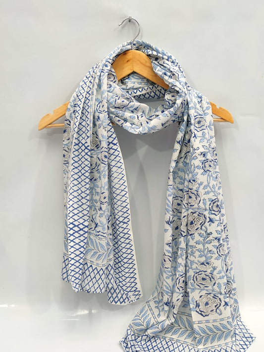 mul cotton dupatta stole hand block printed