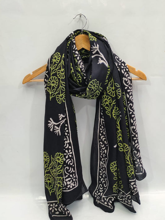 mul cotton dupatta stole hand block printed
