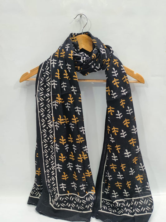 mul cotton dupatta stole hand block printed