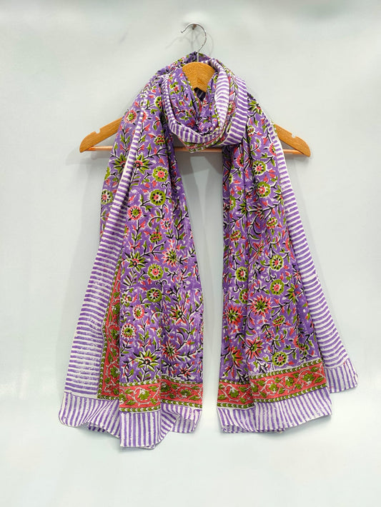mul cotton hand block printed stole
