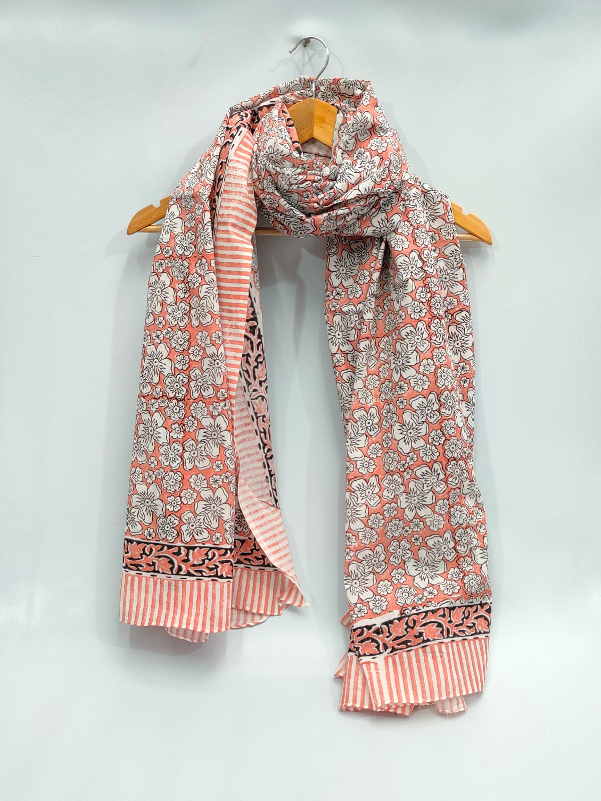 mul cotton hand block printed stole