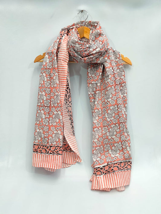 mul cotton hand block printed stole