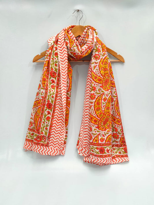 mul cotton hand block printed stole
