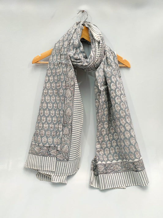 mul cotton hand block printed stole