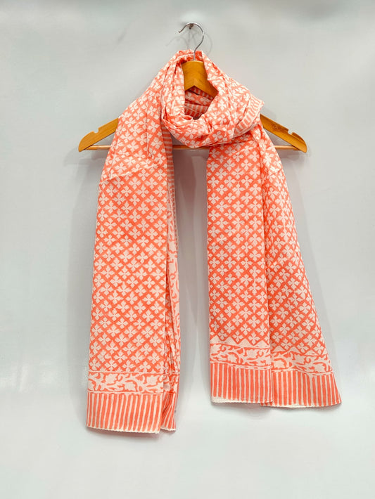 mul cotton hand block printed stole