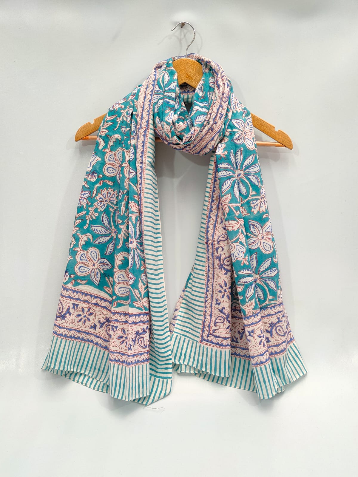 mul cotton hand block printed stole