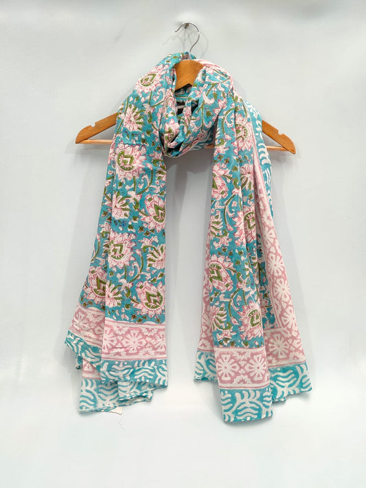 mul cotton hand block printed stole