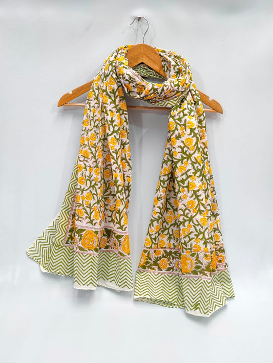 mul cotton hand block printed stole