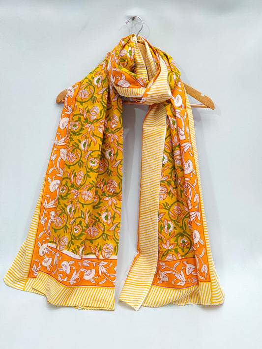 mul cotton hand block printed stole