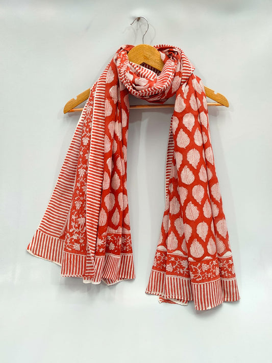 mul cotton hand block printed stole