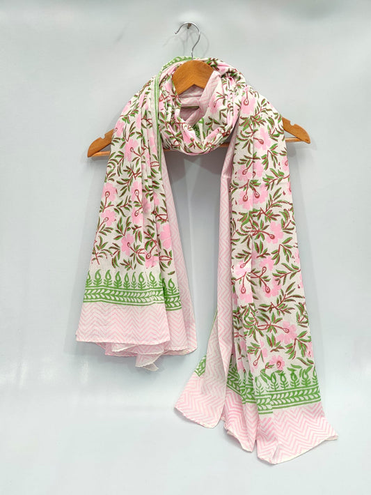 mul cotton hand block printed stole